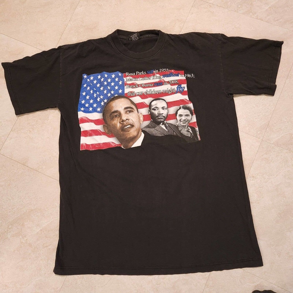 VTG Barack Obama Rosa Parks Martin Luther King Mens 3XL Rap Tee T Shirt - Picture 2 of 12